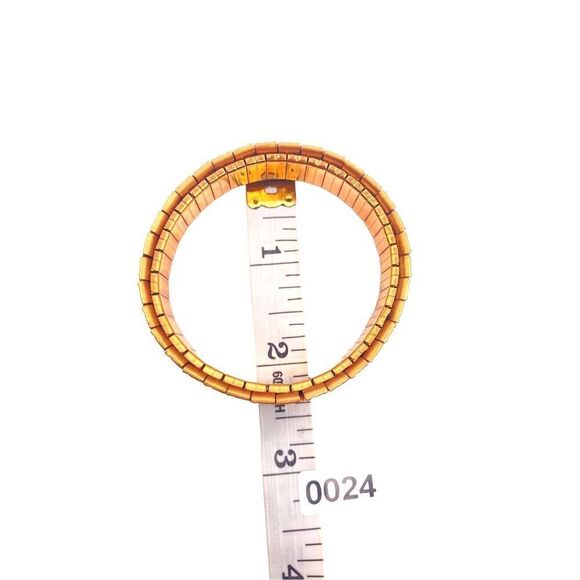 Copper Tone Wave Textured Stretch Bracelet - Picture 3 of 3